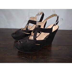 bp Black Faux Suede Strap Wedge Sandals/NWOB, Sz. 10M